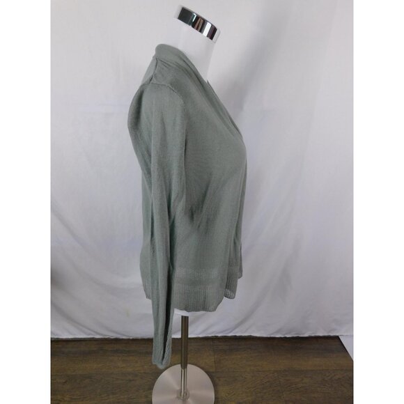 Max Studio Sweater Womens Medium Sage Green Open Front Cardigan Linen Blend - Picture 8 of 11
